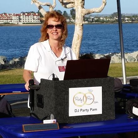 Party Pam with her mobile equipment rig at an outdoor event